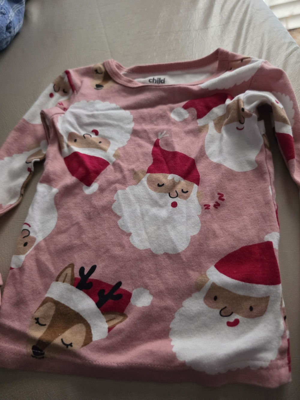 Carter's Pink Santa & Reindeer Holiday Pajama Top